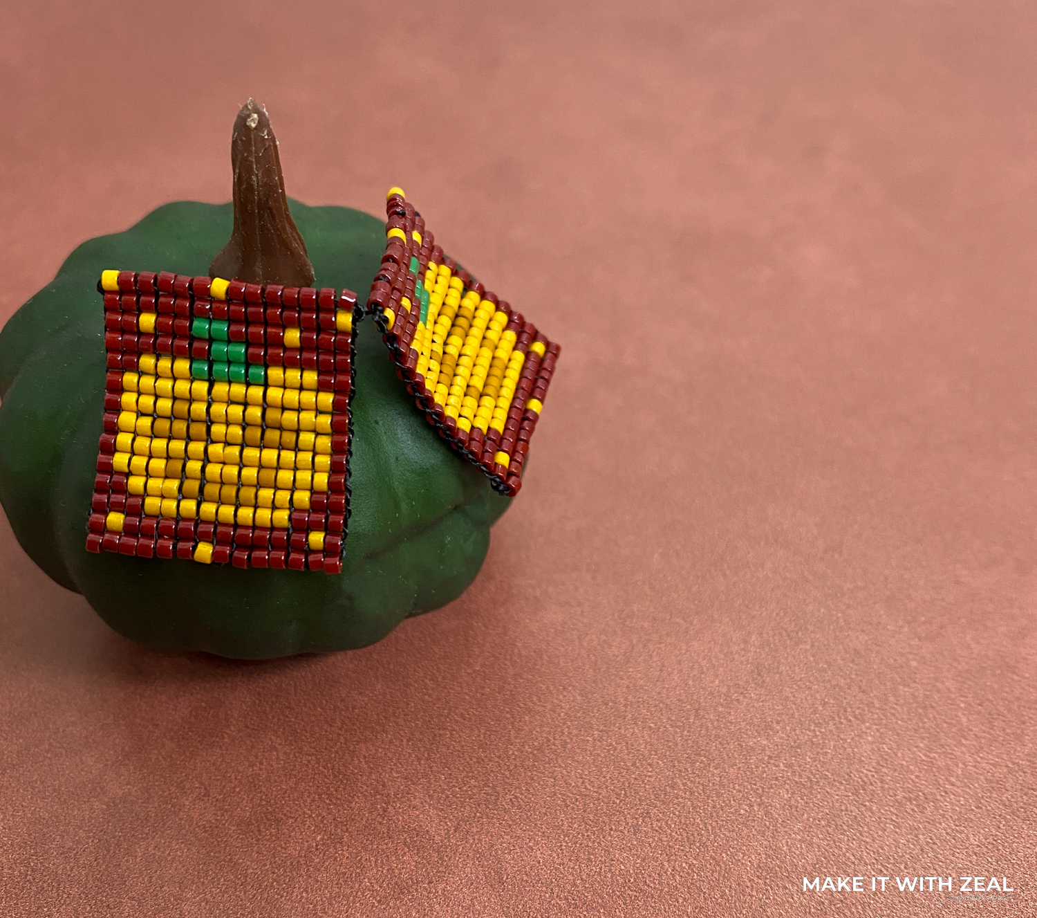 Pumpkin Beaded Earrings - Image 2