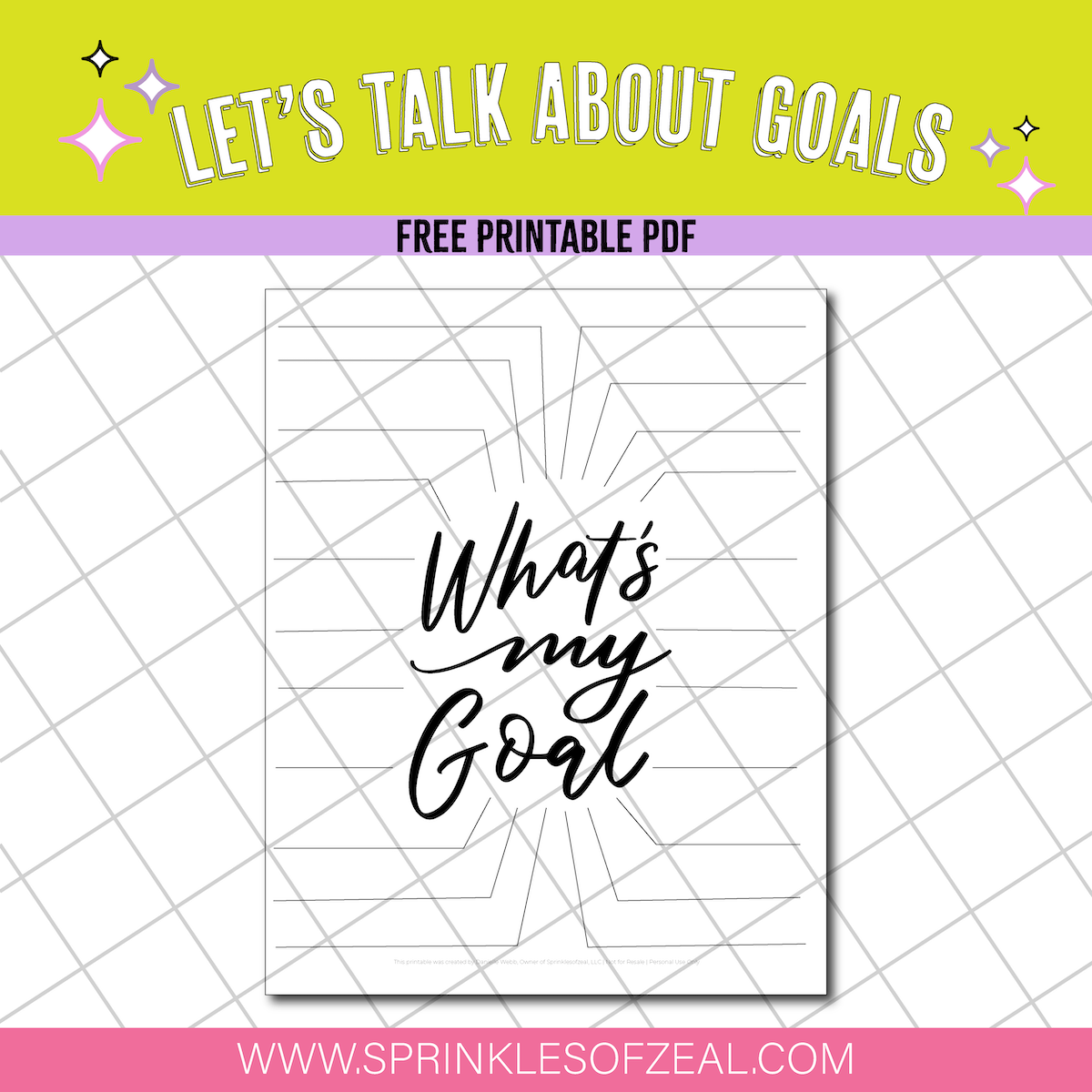 Free instant download printable pdf for goal setting by sprinklesofzeal.com